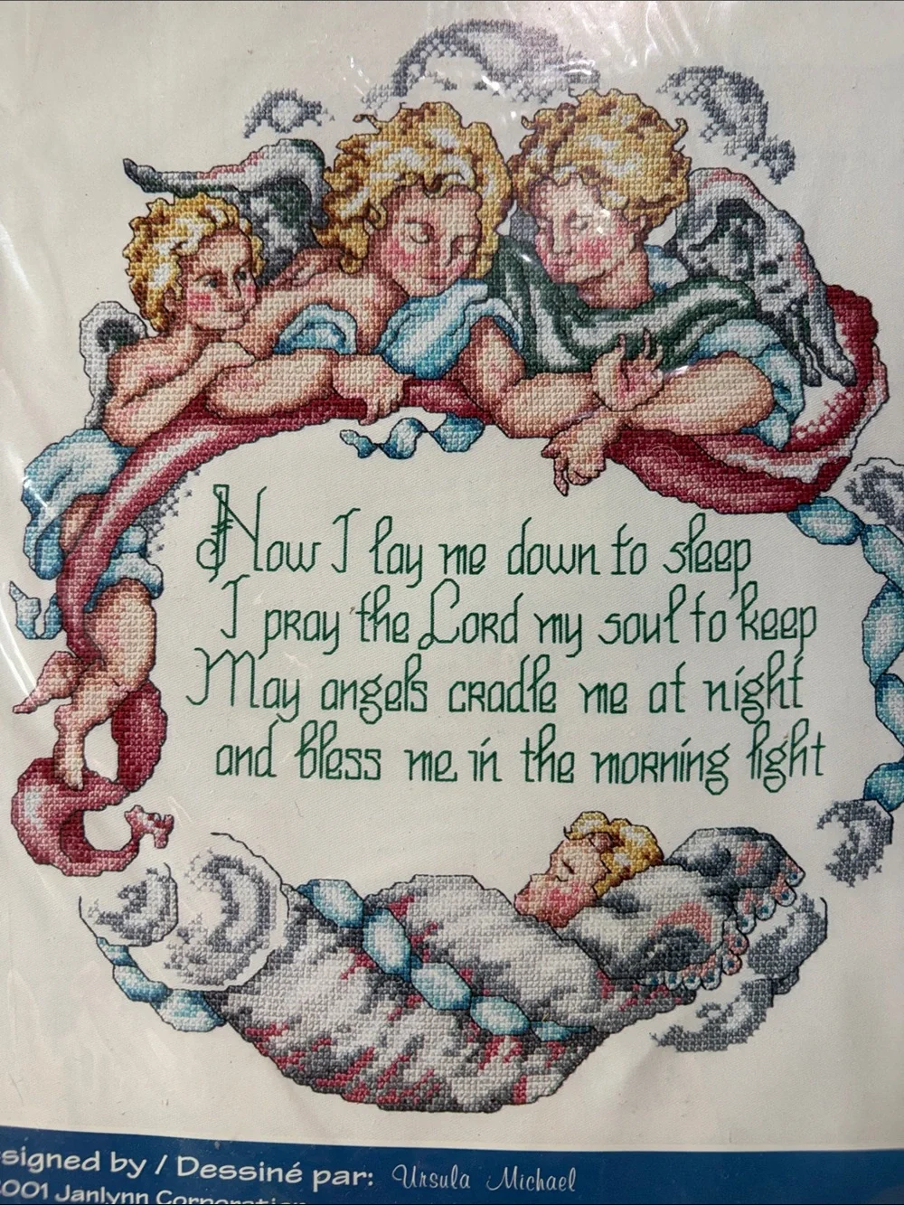 New Janlynn Morning Light Stamped Cross Stitch Wall Decor Kit- Bedtime Prayer